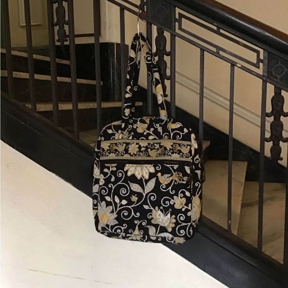 Vera Bradley Large Black And Yellow Quilted  Tote